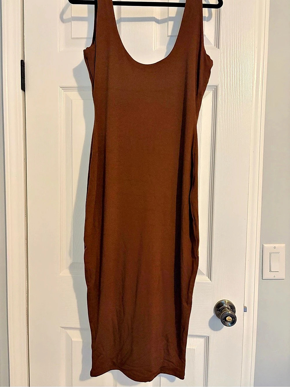 Naked Wardrobe NW Sculpt Tank Midi Dress Brown